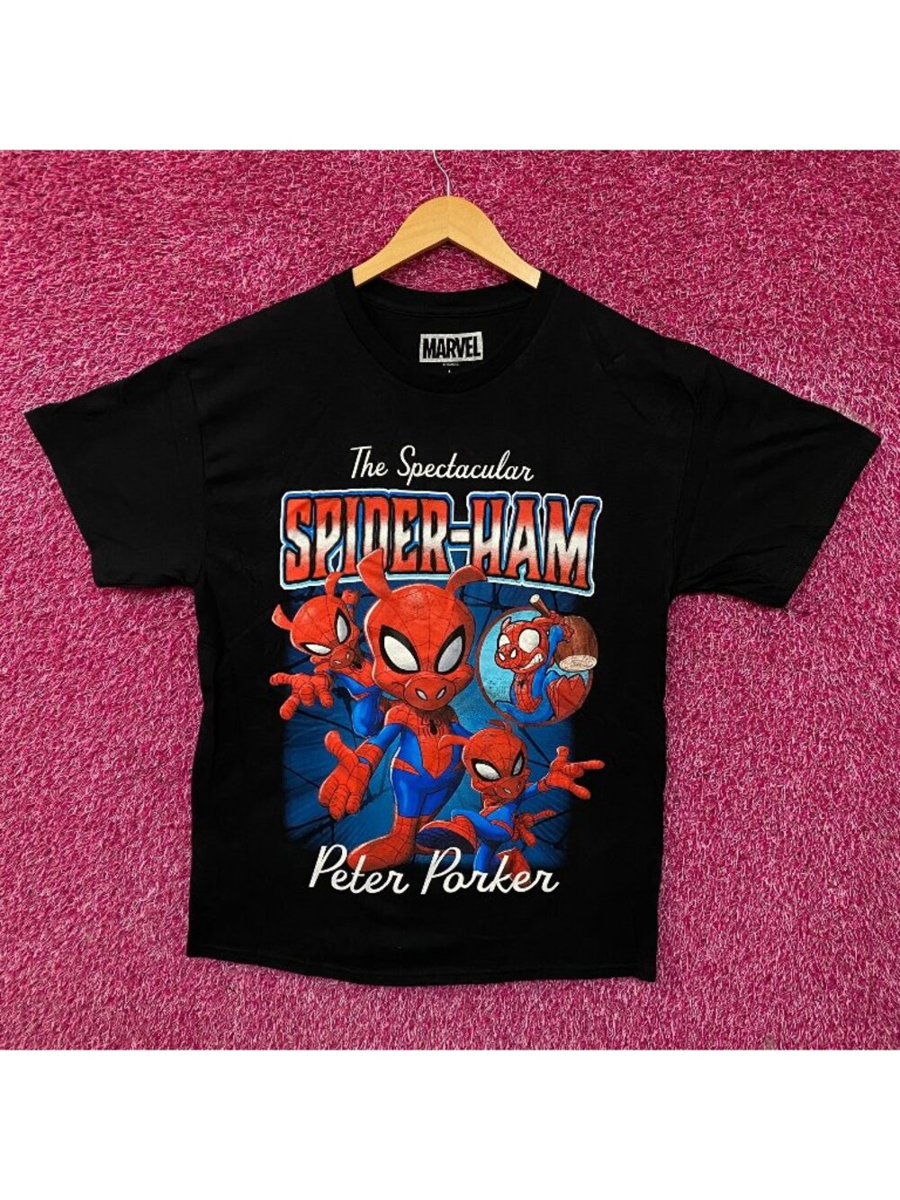 Marvel The Spectacular Spider-Ham Peter Porker Retro Comic Shirt Large